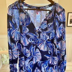 Lilly Pulitzer Brynle Bright Navy Reel Life Dress